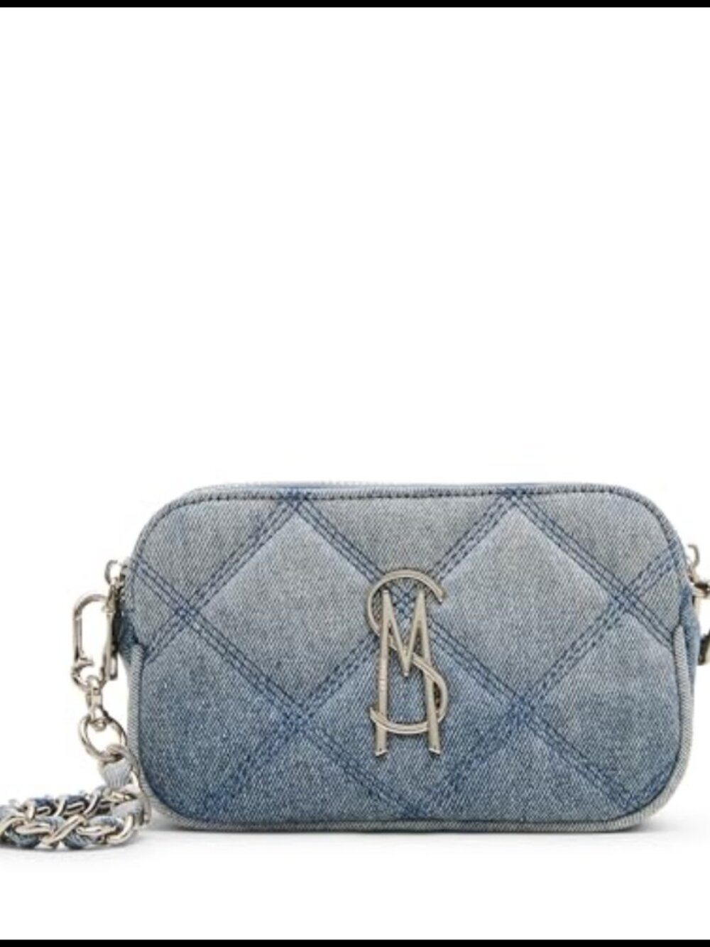 Quilted Denim Crossbody Bag Removable Strap